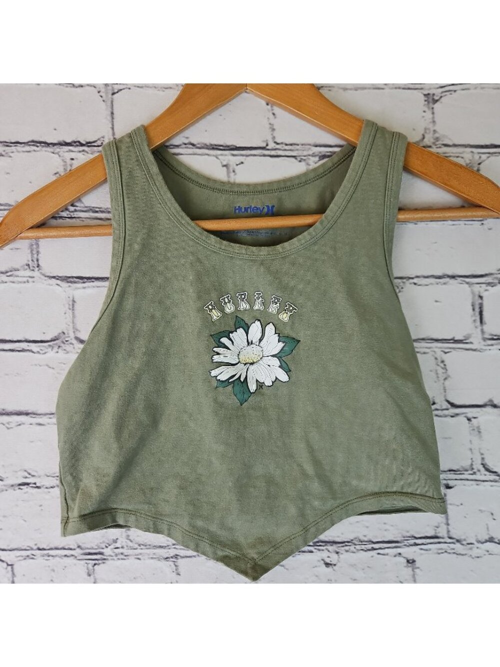 Hurley Shirt Womens Small Cropped Tank Top Green Outdoors Casual Comfort Graphic